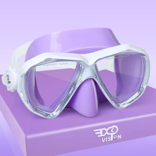 Kinder Taucherbrille, 180° Anti-Beschlag Kinder Schwimmmaske Gehärtetes Glas Schwimmbrille mit Nasenschutz Anti-Leck Tauchmaske für 4-15 Jungen Mädchen Jugend (Lila)