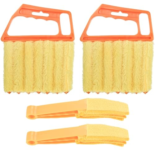 Lot de 4 outils de nettoyage pour stores vénitiens comprenant 2 brosses à poussière à 7 doigts et 2 brosses de nettoyage pour volets roulants, stores et climatiseurs, clavier