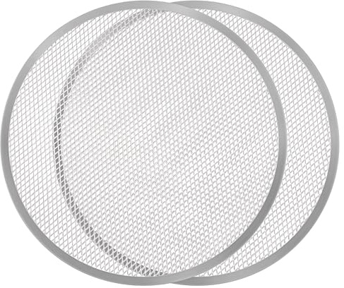 Winter Shore Large Plaque de Cuisson Perforée Pizza 38 cm (Lot de 2) - Plaque Pizza Four Pro Cuisson Rapide & Uniforme - Alliage Alu, Sans Soudure - Antiadhésif, Anti Rouille, Sans BPA, Adapté Four
