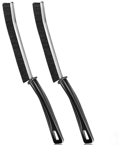 DAZISEN 2 PCS Brosse de Nettoyage des Interstices - Noir Brosse à Coulis Multifonctionnelle Brosse Joint Carrelage Brosse Nettoyage avec Poignée pour Salle de Bain, Cuisine, Fenêtres