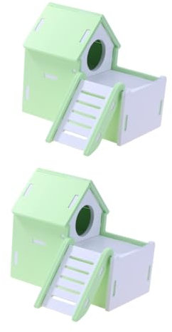 Beavorty 2pièces Maison à Deux avec Échelle pour Hamsters Refuge Et Espace De pour Petits Animaux Vert