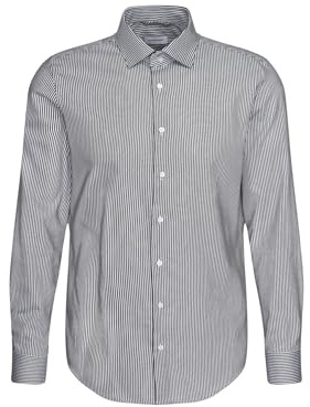 Seidensticker Camicia da Uomo Business – Slim Fit – Facile da Stirare – Colletto Kent – Maniche Lunghe – 100% Cotone, Blu, 38