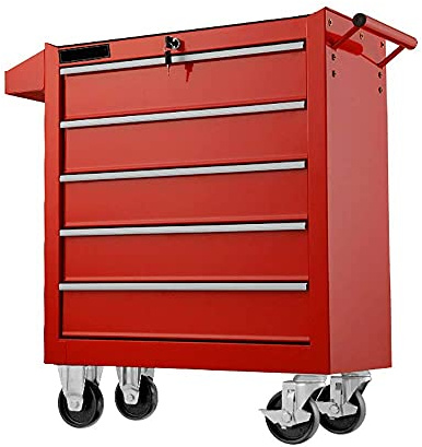 Utility Tool Trolley Multifunctional Hardware Tool Cabinet Workshop Mobile Maintenance 2 Drawer Repair Tool Trolley Heavy Duty for Garden Outdoors (Black 61.6x33x73.5cm)