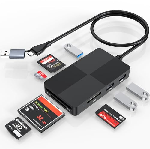 Lettore di schede multiple 8-IN-2, adattatore per lettore di schede di memoria USB C USB3.0 per SD SDXC SDHC CFI MS MMC UHS-I MicroSD MicroSDXC MicroSDHC XD Lettore di schede 3 USB3.0 Multi Port Hub