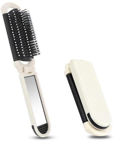 SGERUFZ Reise Haarbürste mit Spiegel Faltbare Mini Haarbürste Pocket Reisebürste Klapp Haarmassagekamm Tragbare Haar-Styling Kamm für Männer Mädchen Frauen