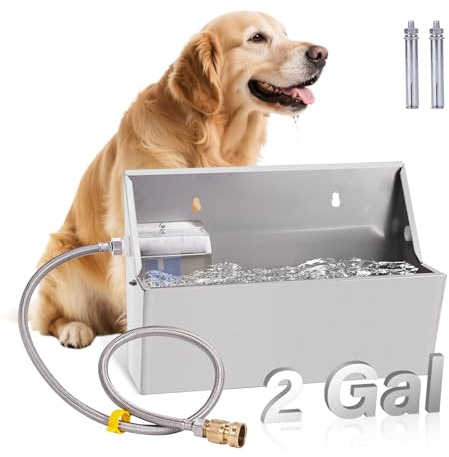 PAUQEWIE 2Gal Automatic Dog Water Bowl Dispenser Auto Fill Dog Waterer Outdoor Livestock Water Trough Drinking Feeder for Large Breed Dogs Chicken Cat Horse Poultry Farm Animal