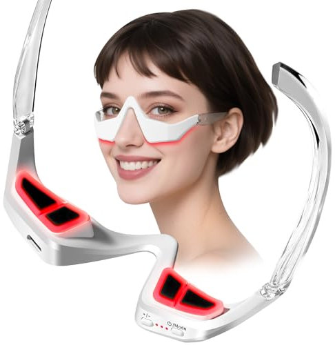 Laflit Under-Eye Red Light Therapy Device, Microcurrent Eye Massager Red Light Therapy Glasses Red Light Eye Mask for Relieve Eye Fatigue, Dark Circles, Puffiness, Wrinkles Fine Lines