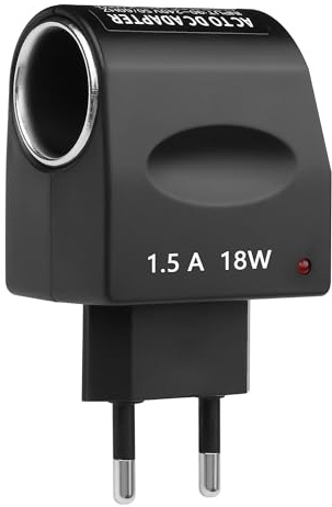 CERRXIAN Convertitore CA a CC, Adattatore da Spina Europea per Accendisigari da Auto da 230 V a 12 V e 1500 mA Max 18 W Adattatore di Alimentazione per Auto Mini Convertitore di Tensione (18W)