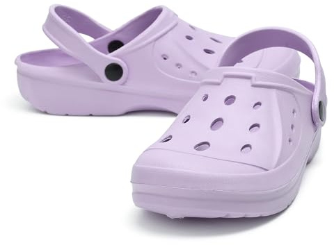 Mens Ladies Clogs Womens Unisex Sandals Slippers Slip On Mules Garden Beach Summer Size UK 4-11 (Lilac, UK Footwear Size System, Adult, Women, Numeric, Medium, 7)