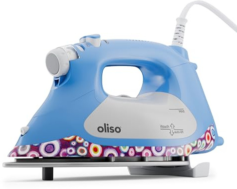 oliso TG1600 Pro Plus 2400 Watt SmartIron with Auto Lift - for Clothes, Sewing, Quilting and Crafting Ironing | Diamond Ceramic-Flow Soleplate Steam Iron, Kaffe Fassett Design