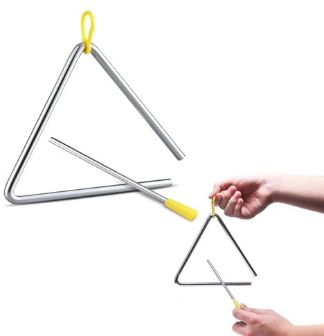 Triangle Musical Percussion Instrument Set, 6-Inch Triangle Percussion Instrument, Musical Instruments, Musical Triangle Instrument with Mallets, Triangle Musical Instrument for Early Education Toys