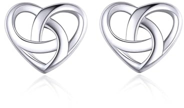 ChicSilver Heart Earrings for Women Heart Silver Stud Earrings for Women Hypoallergenic Knot Earrings Irish Celtic Jewelry