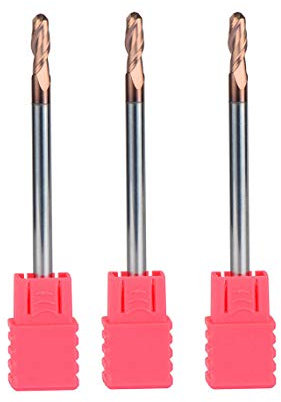 BONYTOOL 3 Pièces - 2,0 mm Fraise en bout à bout sphérique, diamètre de tige 4 mm, fraise HRC55 durable pour métal acier longue longueur 100 mm