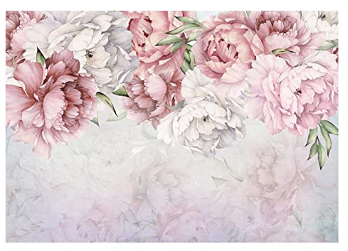 Papel Pintado Flores Peonías Romántica Salón Dormitorio - Incluye Pegamento - Fotomurales Pared Tejido No Tejido Decorativos Murales Fotográfico Moderno Decoración de Paredes (368x254 cm)