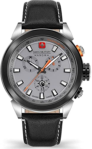 Swiss Military Hanowa Herren-Uhren Analog Quarz One Size Schwarz/Grau 32017670