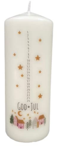 Adventskranzkerze Kalenderkerze 1-24 Weihnachten Advent Alvena 6 God Jul Stumpenkerze (15/6cm)