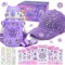 FORMIZON Geschenke für Mädchen DIY Trinkflasche und Baseballkappe, mit Glitzer Edelsteinen und Einhorn Aufkleber, Kinder Selbst Gestalten, Geburtstagsgeschenk Weihnachts Mädchen 4-12 Basteln (Violett)
