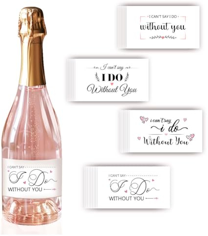 PH PandaHall 40 Stück Mini Weinflaschenetiketten 4 Styles Love Text Weinflaschenetiketten „I Can't Say I Do Without You“ Mini Weinflaschenaufkleber Für Hochzeitstag Brautparty