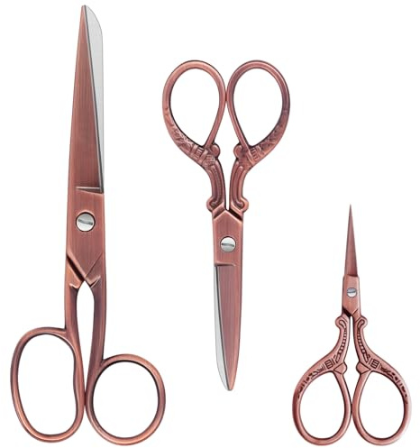 KUONIIY Tijeras de costura, juego profesional de tijeras de tela de acero inoxidable, tijeras de costura con revestimiento de titanio, uso adecuado en tela, confección, manualidades, juego de 3