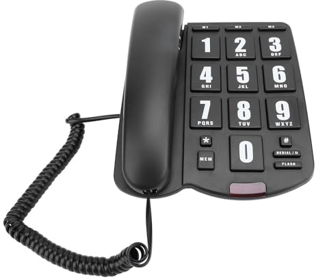 Großtastentelefon für Senioren, Schnurgebundenes Festnetztelefon mit Stummschaltung, Wahlwiederholung, Freisprecheinrichtung, Lautstärke Einstellbar, für Hör- und Sehbehinderte