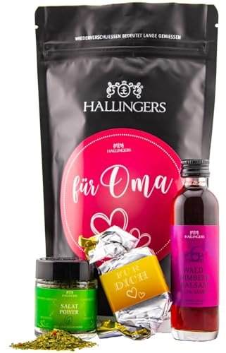 Hallingers Genuss Manufaktur Geschenkkorb Geschenkset Muttertag – Feinkost Mix mit Geschenkset Nougat Waldhimbeerbalsam & Gewürz, in edler Wundertüte, besonderes Gourmet Geschenk für Mama, Für Oma