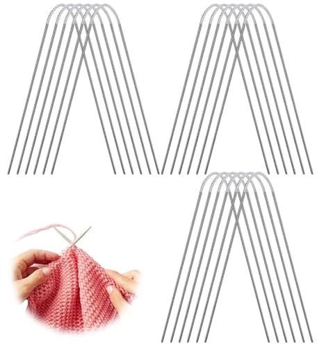 IKOPFLN 18 Pezzi Ferri da maglia circolari, Acciaio Inossidabile, Ferri Da Maglia 21 cm, 2mm/2.5mm/3mm/3.5mm/4mm/5mm,ferri da maglia