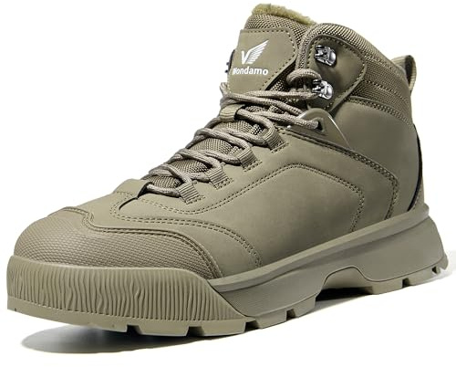 Wondamo Men's Waterproof Snow Boots Insulated Toe Cap Cold Weather Shoes Non-slip Lightweight Winter Boots, Olive Khaki, 11 US