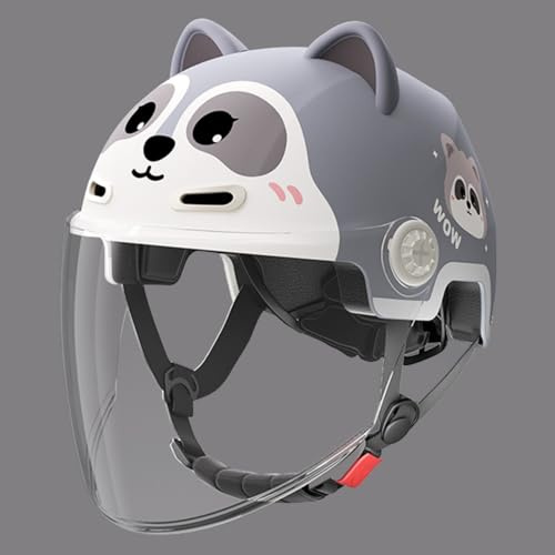 Children's Moped Helmet, ECE 22.06 Approved Cute Children's Motorcycle Crash Half Helmet with Sun Visor, Motorbike Jet Helmet for 3-12 Years Old Boys and Girls E,53-56cm