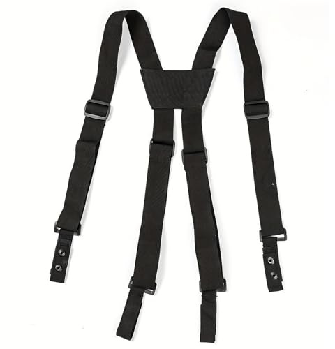TourKing Tactical Duty Belt Suspenders, 1.5inch Adjustable Tool Belt Suspender with 4 Loop Attachments for Men, Black