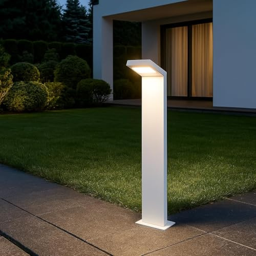 TEKHOME Lampione da Giardino Moderno 10W, Paletto Luce LED Esterno 4000K, IP54 Impermeabile, H580mm, Lampada da Esterno per Vialetti, Cortile, Giardino – Alluminio 954PA-H580 (BIANCO)