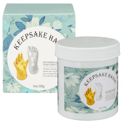 PAMINGONO Kit de Moldes de Mano para Bebés en Color Dorado Material Pe, Set para Recuerdos y Registro del Crecimiento en Fiestas de Cumpleaños Infantiles