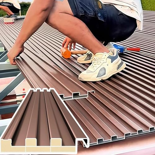Heavy-Duty Ceiling Insulation Panels, Gazebo cladding Panel, Polyurethane Filling, Outdoor Waterproofing, shed Side Panels, Suitable for gazebos, Sheds, and Mobile Homes. Brown-L 10m(32.8ft)
