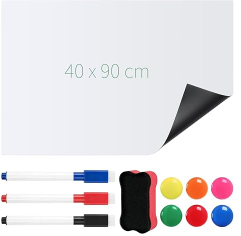 Papier Magnétique Tableau Blanc 90 * 40cm Adhesif Mural Effacable - Film Autocollant pour l'École, Bureau, Famille
