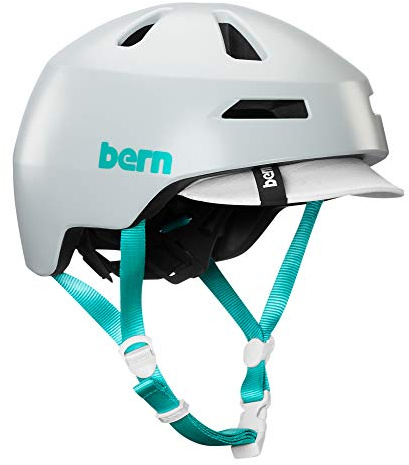 Bern Brentwood 2.0 Satin Cool Grey Visor Helm, weiß-türkis, L