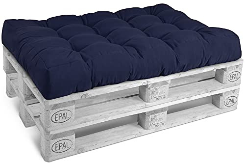 Beautissu Coussin Assise Euro Palette 120x80x15 cm – 1x Coussin Matelas Palette Bleu Coussin Lounge Extérieur & Intérieur Coussin pour Canape Salon Jardin Coussin Banquette - ECO Style