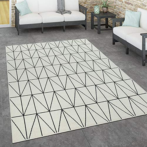 Paco Home Alfombra Interior Exterior Terraza Balcón Intemperie Estilo Escandinavo, tamaño:160x230 cm, Color:Blanco