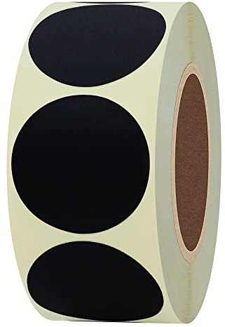 Hylabelest Farbkodierungsetiketten, rund, 3,8 cm, Naturpapier, Schwarz, selbstklebend, 500 Stück pro Rolle (3,8 cm)