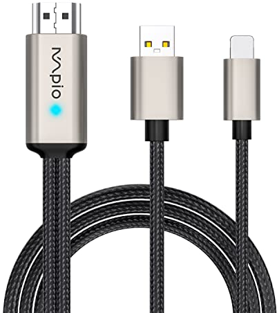MpioLife HDMI-Adapter für 1080P, i-Phone-zu-TV-Konverter (2m) - Lighting HDMI Digital AV-Kabel für i-Phone Kompatibel mit YouTube, TikTok Für HDTV, Projektoren, Monitore, Plug & Play