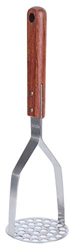 VBESTLIFE Potato Mashers, Food Grade Stainless Manual Potato Masher with Wooden Handle, Vegetables Fruits Versatile Masher, Baby Food Masher, Dishwasher Safe