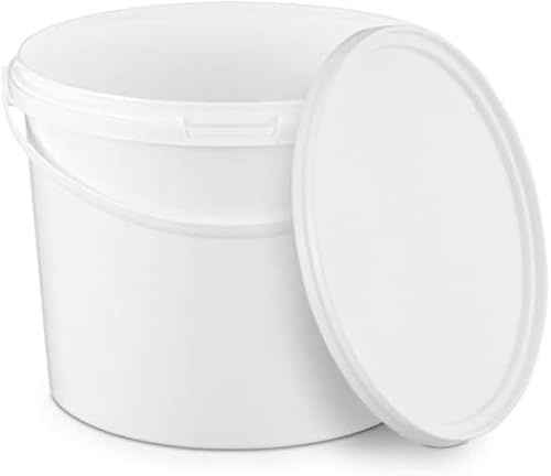 BenBow Secchio con coperchio 3l bianco 20x 3 litri sicuro per gli alimenti, stabile, ermetico, a prova di perdite, inodore - contenitore di plastica, con manico - vuoto