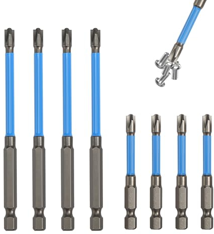 Schraubendreher Bits Set, 8 Stück 65 mm und 110 mm Magnetische Kreuzs Legierter Stahl, magnetischer Spezialschlitz-Kreuz-Schraubendreher-Bit für Elektriker