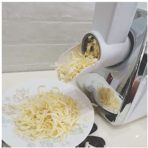Rallador de Queso Comercial, máquina trituradora de Queso rotativa eléctrica, 3 Cuchillas giratorias de Acero Inoxidable, trituración rápida - 1 min/500 g, Ideal como rallador de Patatas, rebanador d