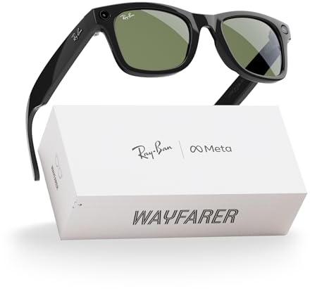 Meta Ray-Ban Wayfarer Smart Goggles Shiny Black G15 Green RW4006