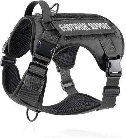 COMSLE Harnais Tactique Anti-Traction pour Petit, Moyen et Grand Chien, Gilet Souple Ajustable avec Panneaux Molle, Harnais Militaire Respirant à Pinces Frontales pour I'entraînement au Travail