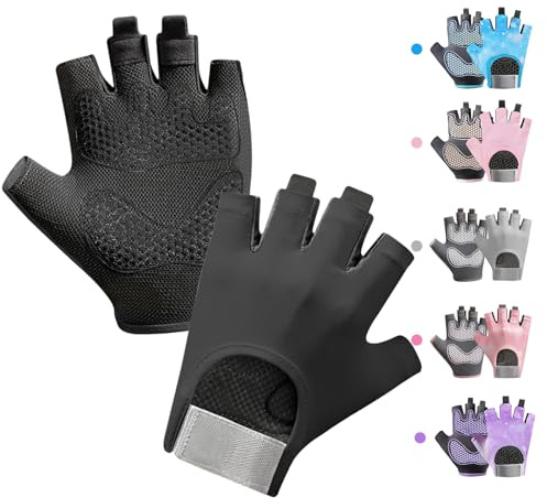 CubePlug Guantes de ciclismo antideslizantes para niños y niñas, medio dedo, palma acolchada para niños, ideales para montar en verano, MTB, bicicleta, deportes, senderismo, escalada y gimnasio