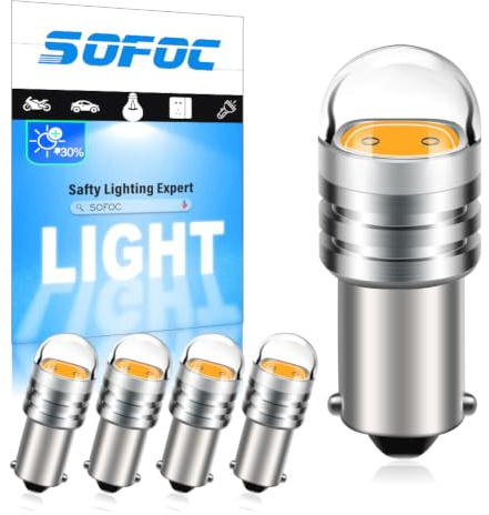 SOFOC BA9S LED Bulb Warm White 3000K 24V AC/DC Lampadina per Luce Targa, Luci Laterali, Plafoniera, Luci di Lettura, Baule BA9 53 T4W 5Pcs