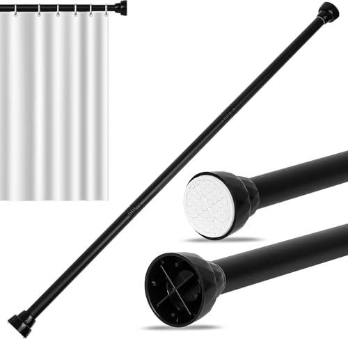 Extendable Shower Curtain Rod No Drill Tension Poles, 100-130cm Extendable Shower Curtain Pole Shower Poles Extendable No Drill, Telescopic Shower Rail Extendable Poles for Kitchen Bathroom Curtain