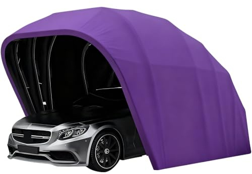cendbirut Carport Pesante, Garage/Awning per Auto Pieghevole Mobile Semi-Automatico, carport Pieghevole in Acciaio Inossidabile, Tenda per Auto da Esterno, rifugio al Vento e alla Neve,Viola