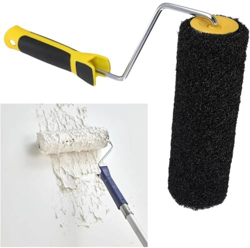 9 Inch Drywall Texture Roller for Plaster Application & Clean-Up, Nylon Nap Paint Roller with Comfortable Handle, Wall Compound Roller, Black