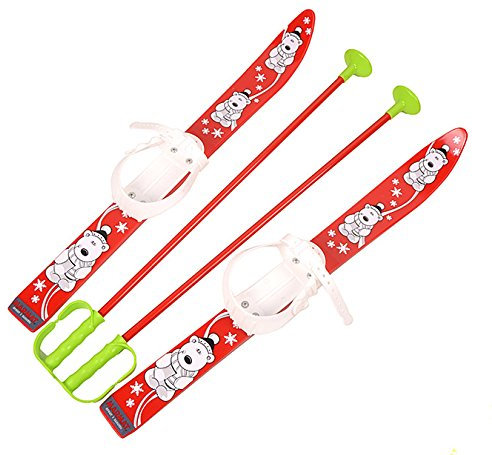 MARMAT SKI Skier Kinder BINDUNG + Stöcken Kinder-SKI Kunststoff 6 Farben 65 cm (Rot)